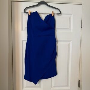 Blue fitted mini dress